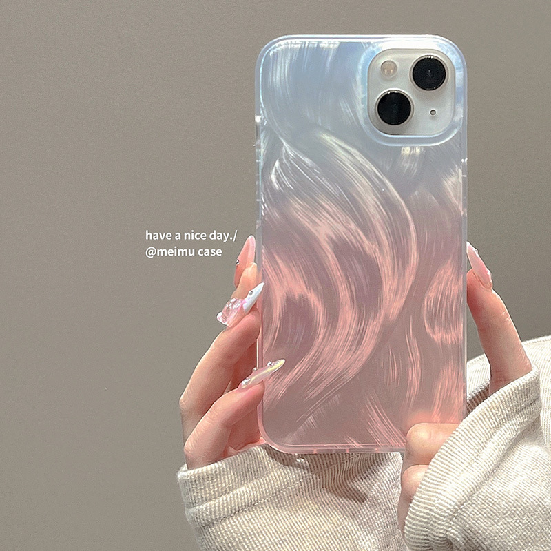 高級感輕奢羽紗漸變適用iPhone15promax手機殼蘋果14新款13