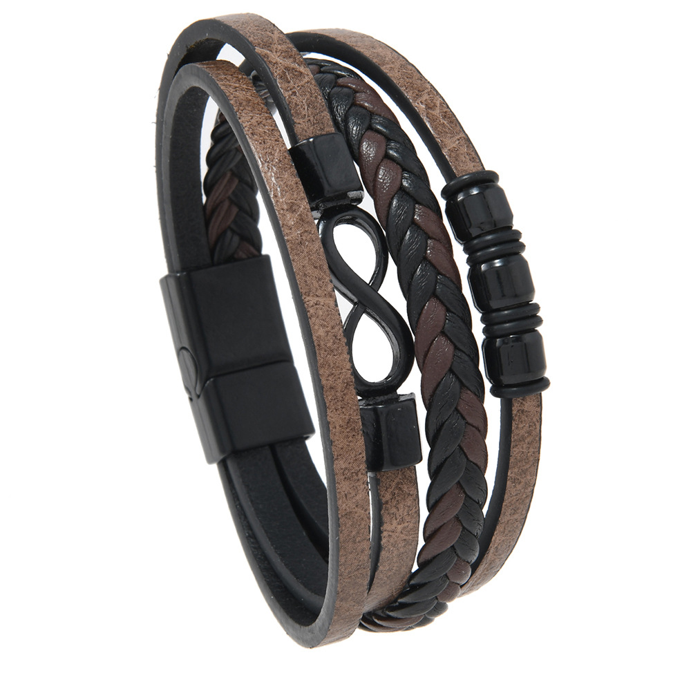 Men's Braided Leather Bracelet Waterproof Rugged Daily Accessory_voghion.com