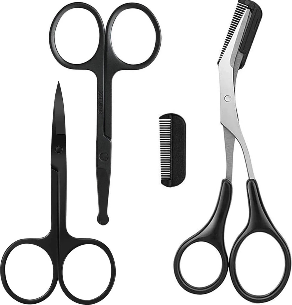 Eyebrow Trimming Kit, multi-piece grooming set with anti-scratch trimmer & precision tweezers