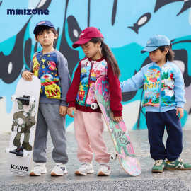 minizone儿童外套春装男童棒球服童装夹克开衫女童外套儿童上衣
