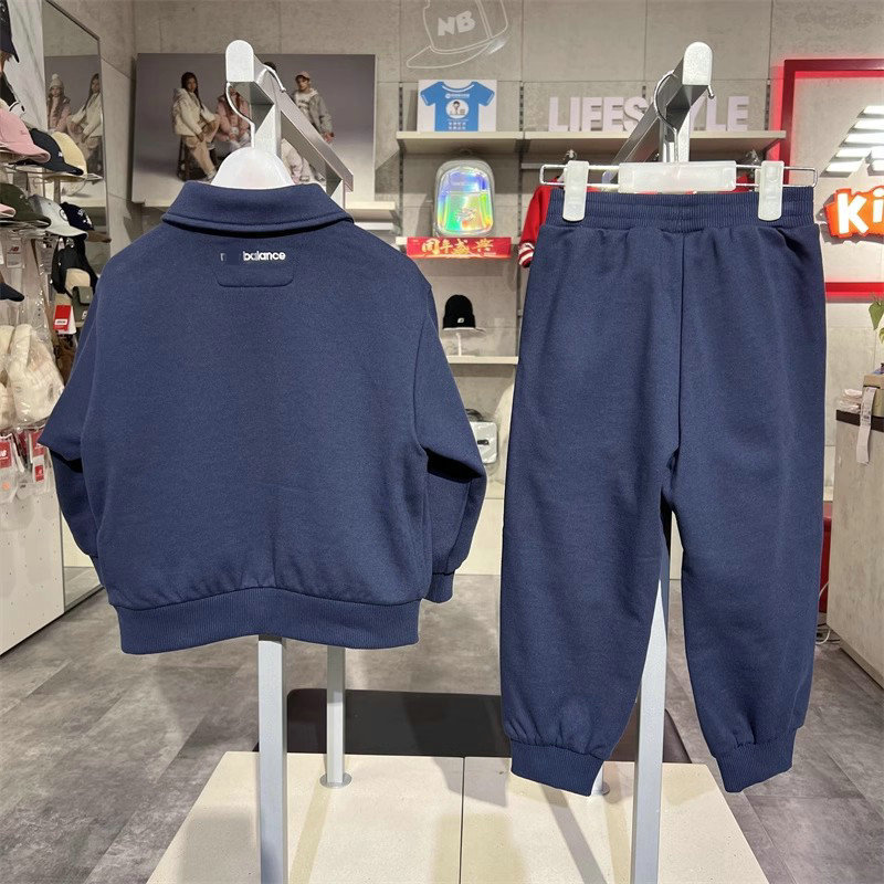 儿童休闲套装2025年秋季新款中大童男女童棉毛圈翻领卫衣卫裤套装|undefined