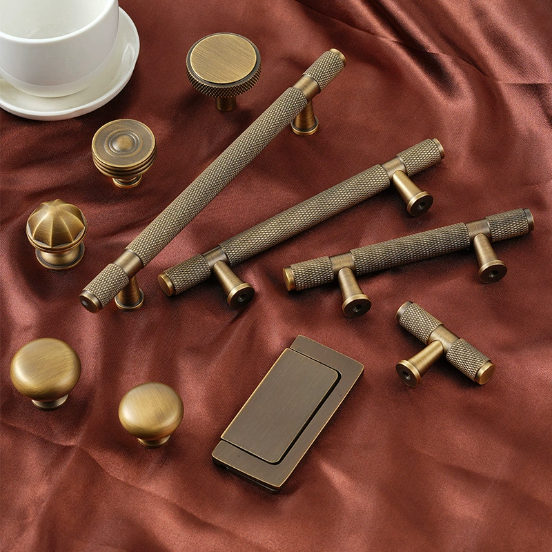 Держатель для дверцы шкафа и кухонного шкафа All brass бронзовый с одной дыркой, ретро простой чистый медный рукоять для ящика оптом