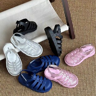 Melissa melissa Children's Cloth Bow 2024 New Fish Mouth Jelly Fragrant Children's Sandals