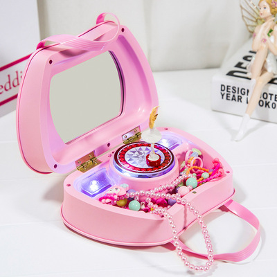 七彩闪光手提挎包音乐八音盒创意旋转跳舞女孩儿童首饰盒生日礼物