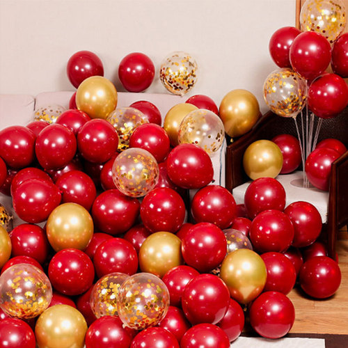 Bridal Celebration Room Decoration Balloons 10-inch Double Layer Thick Pomegranate Red Chanel Gemstone Red Wedding Ceremony Decoration Wholesale