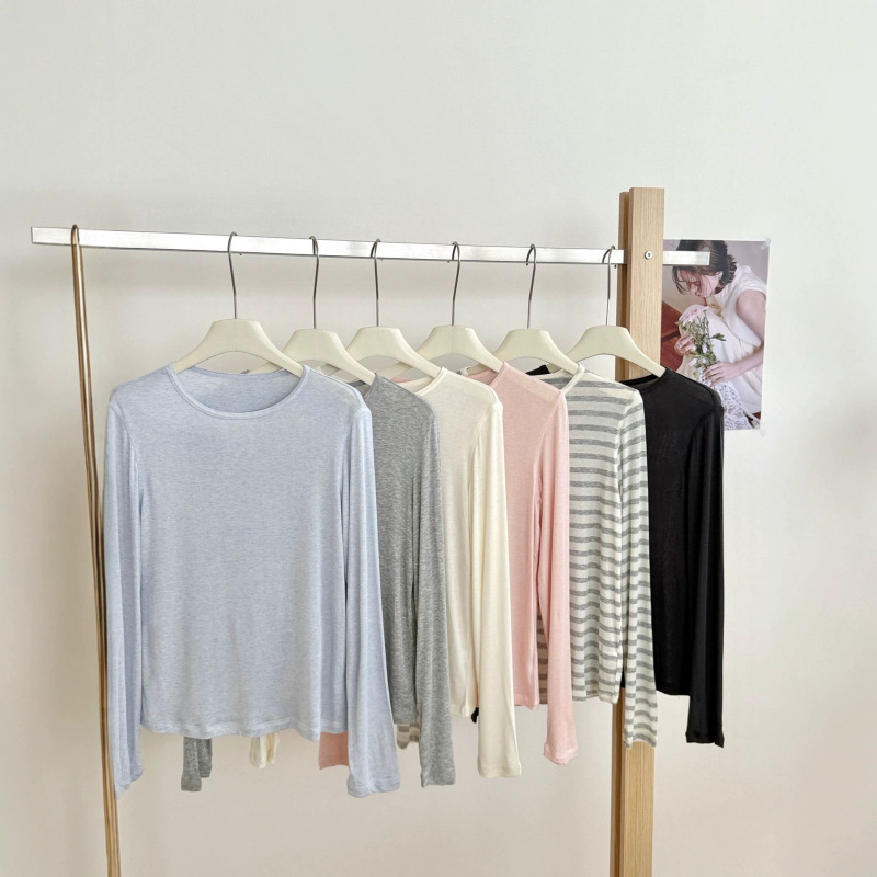 In-Stock Mulberry Silk Modal Base Shirt, Spring and Summer Lightweight Tencel Merino Wool Long-Sleeve Cover-Up T-Shirt In-Stock Mulberry Silk Modal Base Shirt, Spring and Summer Lightweight Tencel Merino Wool Long-Sleeve Cover-Up T-Shirt