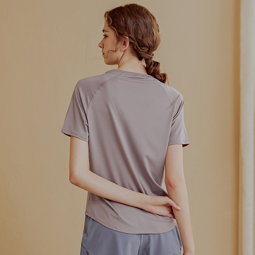 Loose quick-drying sports tops, women's short-sleeved T-shirts, yoga clothes, breathable running fitness clothes, slimming summer fitness clothes