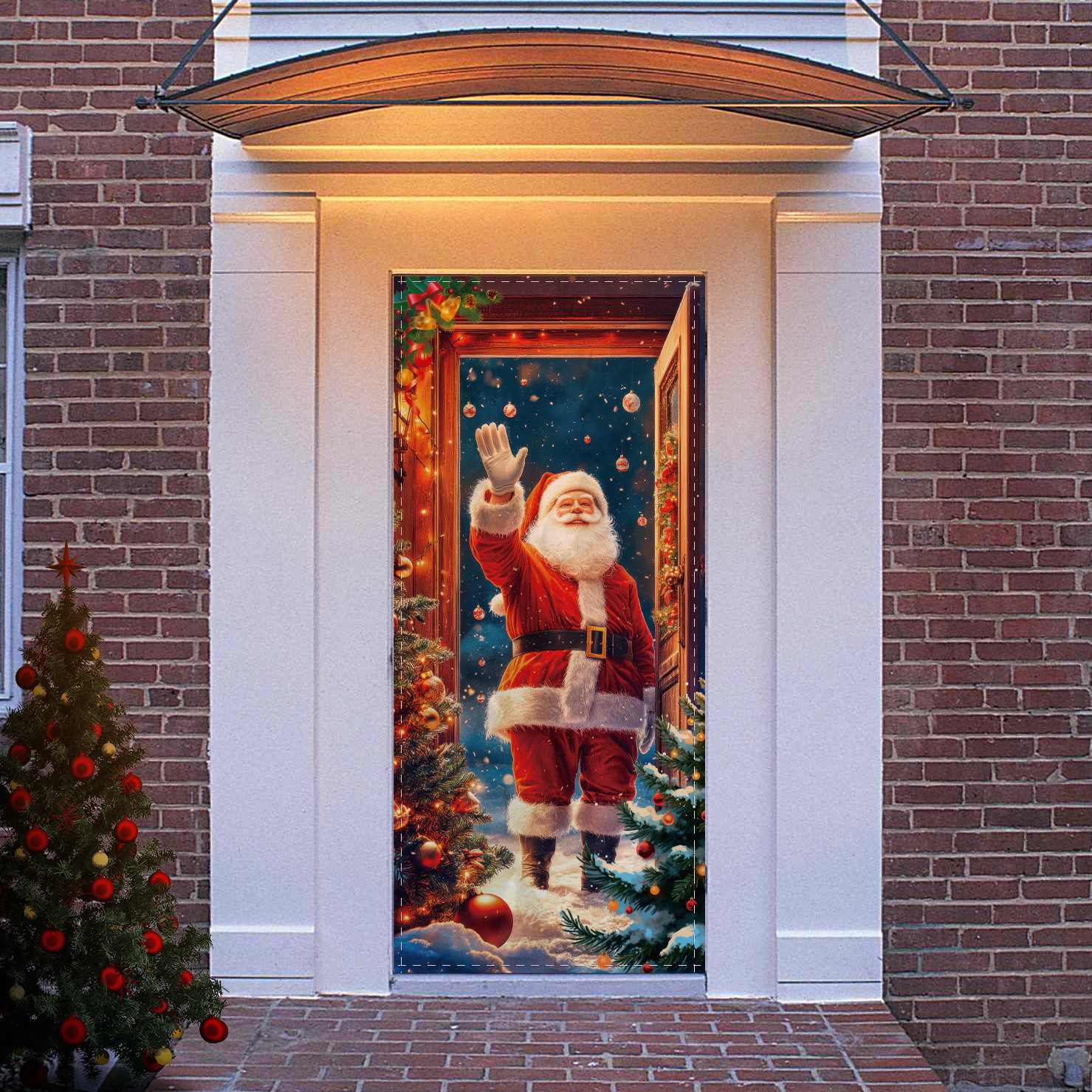 Nuevo estilo transfronterizo cubierta de puerta de Navidad puerta colgante decoración de puerta escena festiva decoración accesorios suministros de Navidad al por mayor