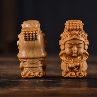 Резьба по дереву кипариса Meizhou Mazu, морской бог Лин Муэрланг, статуя, домашние украшения из цельного дерева, украшения для рукоделия «Небесная Мать»