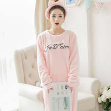 2026冬季字母维密睡衣女士加厚加绒法兰绒圆领套头家居可外穿