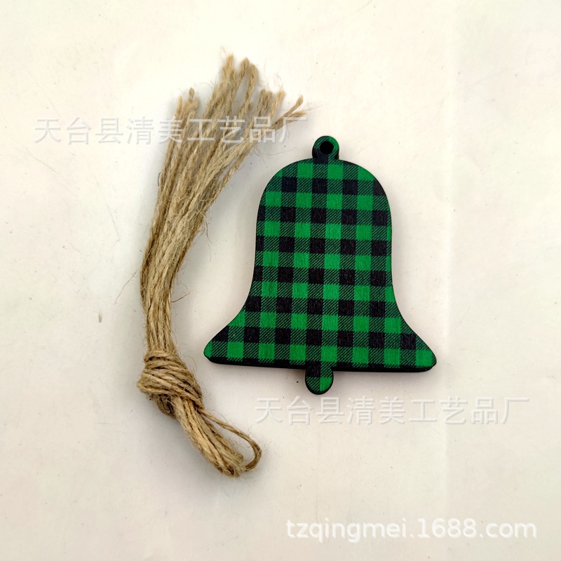 33 modelos de cuadros verdes y negros serie navideña piezas de madera colgante de decoración navideña se pueden combinar libremente 10 piezas en un paquete