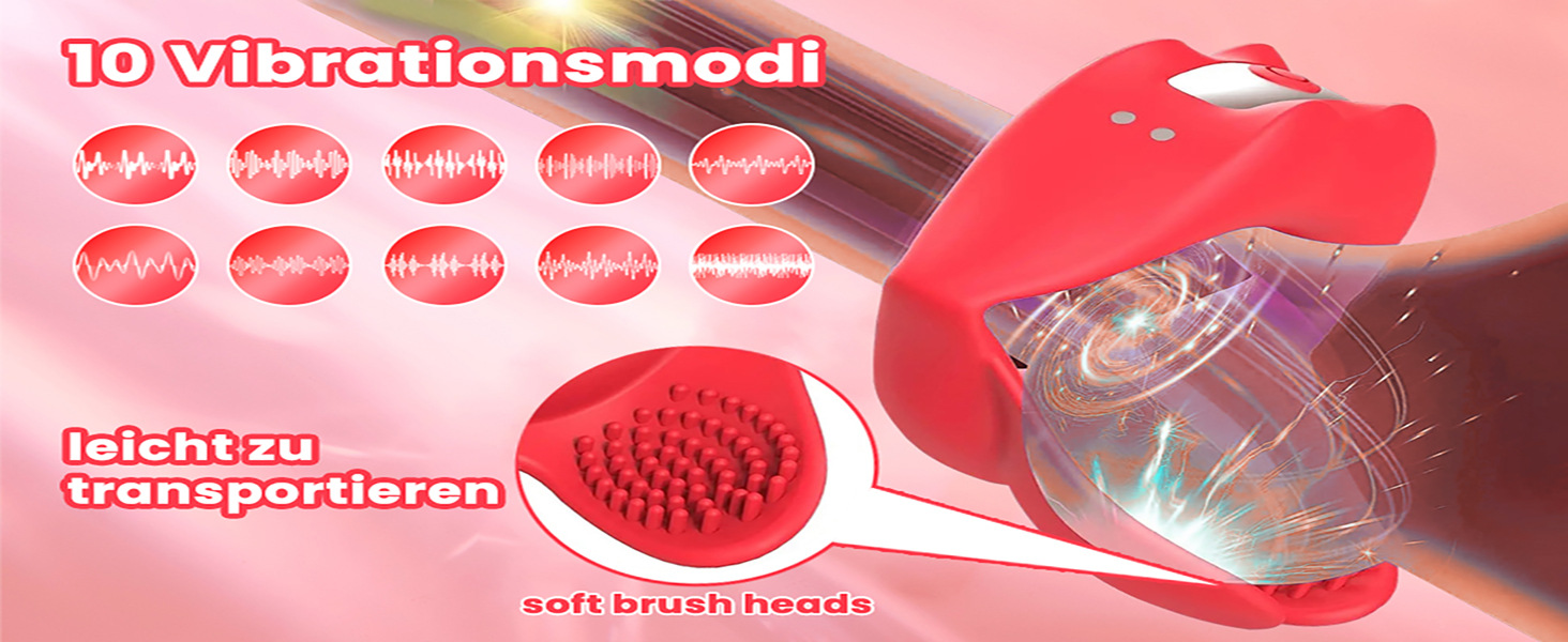 Red Lip Vibrating Lock Ring Silicone Cock Ring with Prostate and Testicle Vibration — detail image 2