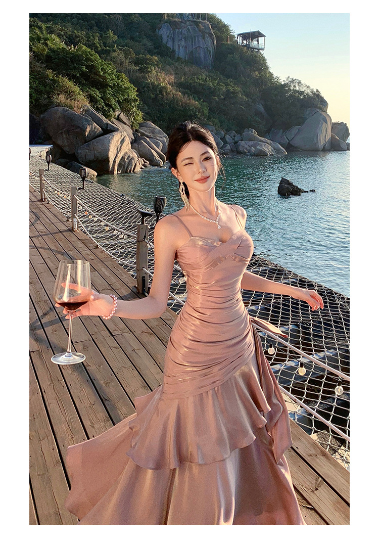 Sleeveless Sleeve Length Wholesale Women's Elegant Streetwear Solid Color Evening Party Cocktail Party Strapless Sleeveless Strap Dress Party Dress