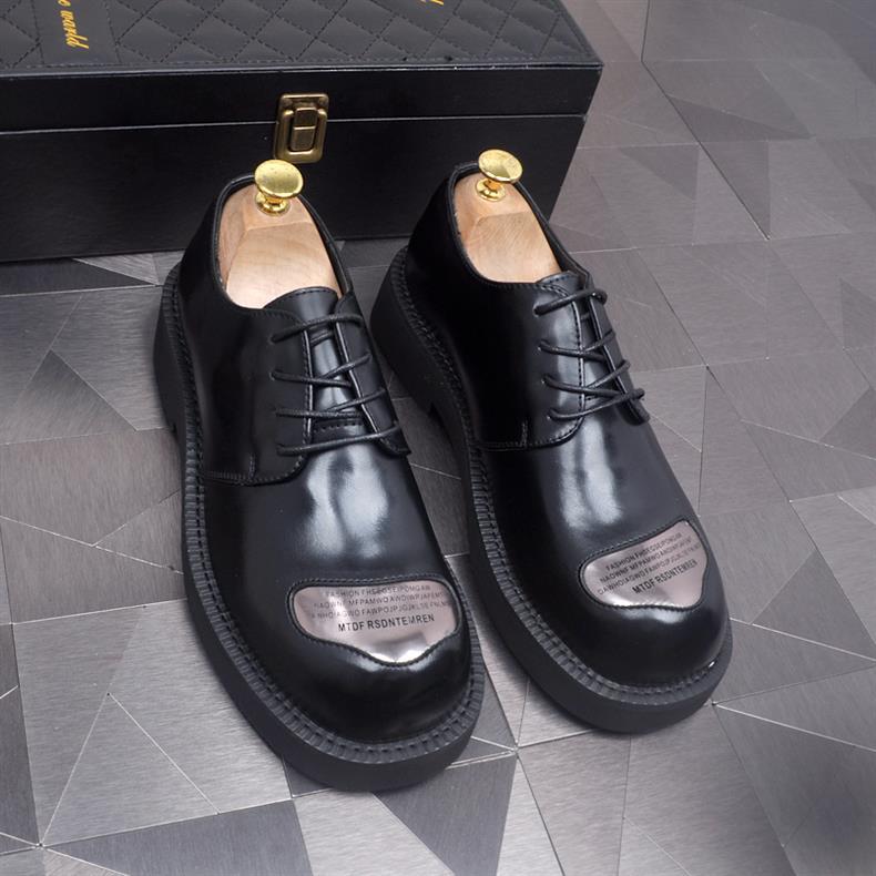 ShoeVault Neue Business-Schnürschuhe für Herren, Derby-Schuhe mit runder Zehenpartie, dicker Sohle und Plateau, die die Körpergröße erhöhen – ideal für Hochzeiten._voghion.com