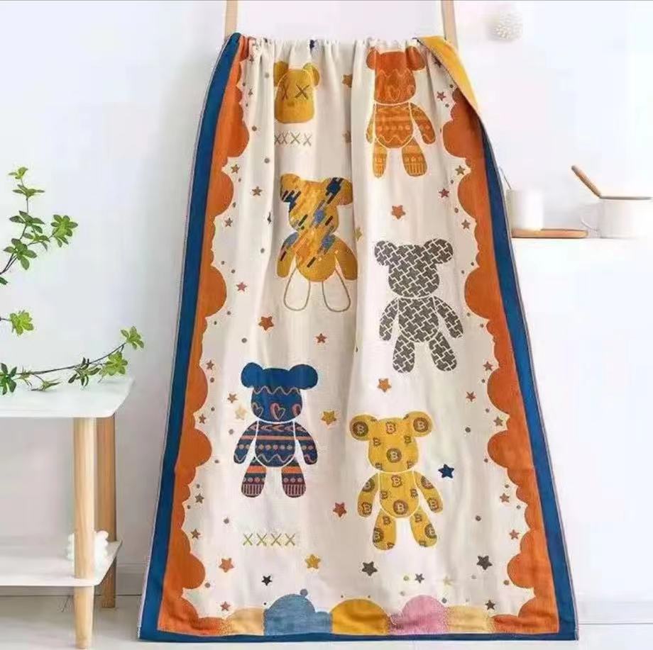 Children's colorful cotton bath towel 80*160 cartoon baby blanket pure cotton gauze small quilt sofa towel