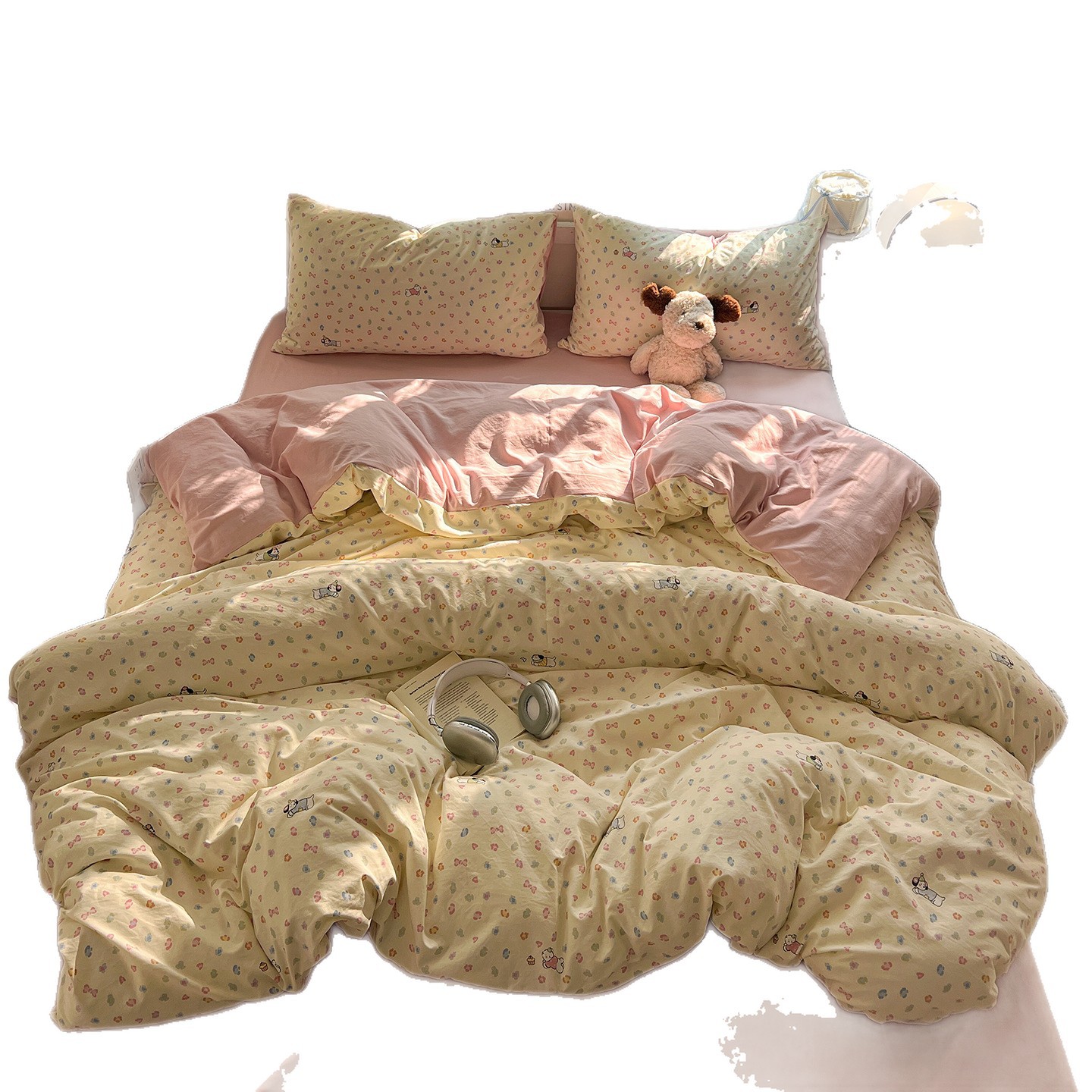 Una clase de cama ultra suave cuatro piezas de grado madre-infantil puede dormir desnudo sábanas cubierta de cama dormitorio de estudiantes tres piezas
