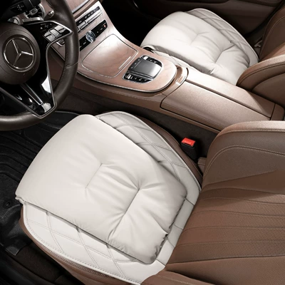 Seat cushion, seat cover — Seasons Car Seat Cover Cushion - s-model-anti-fouling-leather-off-white-front-row-two