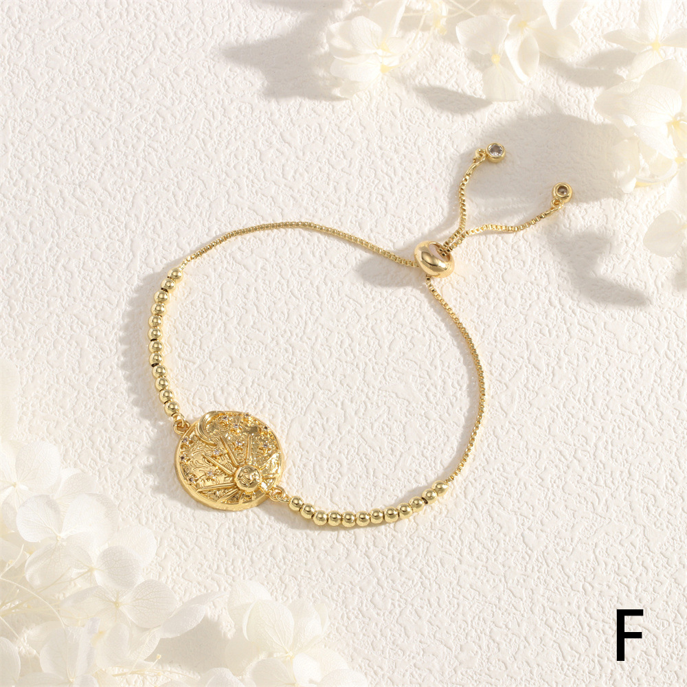 10g Weight Copper Pendant Material Zircon Inlay Material Bracelets Classification Copper Chain Material Daily Occasion Copper Material Sun, Moon, Heart Shape Pattern Women's Gender Beaded, Star Design Simple Style Style Copper Simple Style Beaded Star Sun Moon Heart Shape Zircon Bracelets 11