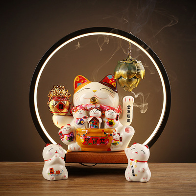 摇手招财猫摆件创意开业乔迁送礼品店铺收银台家居客厅自动招手|ru