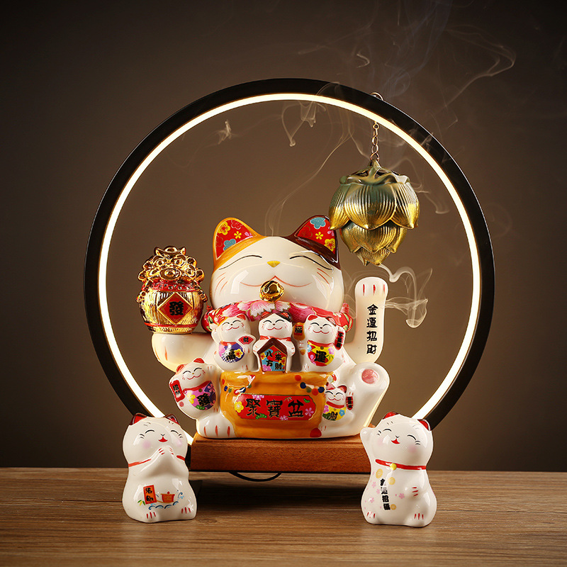 摇手招财猫摆件创意开业乔迁送礼品店铺收银台家居客厅自动招手|ru