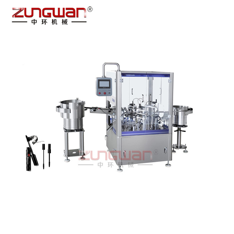 全自动水剂灌装机生产线，持久眼线液灌装旋盖机，包装上刷旋盖机
