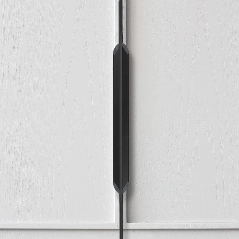 Black all-body long pull-out cabinet wardrobe door integrated handle aluminum thumb-style edge banding invisible handle