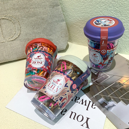 FASHION NEW KOREAN STYLE CUTE COLORFUL ELASTIC RIBBON BOTTLE PACKED ONE-TIME HAIR TIE SET WITH MINI PONYTAIL HEADBAND BABY HAIR ACCESSORY