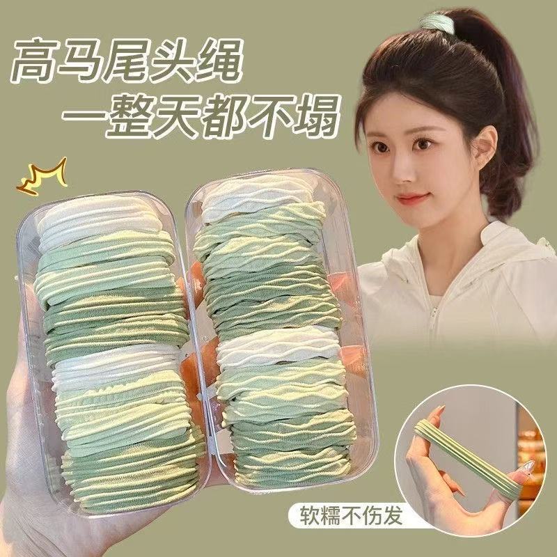 Mascarilla facial de alta elasticidad, lazo para el cabello, cola de caballo alta, cuerda para el cabello sin costuras para niños, no daña el cabello, banda de goma de cuerda para la cabeza para niñas
