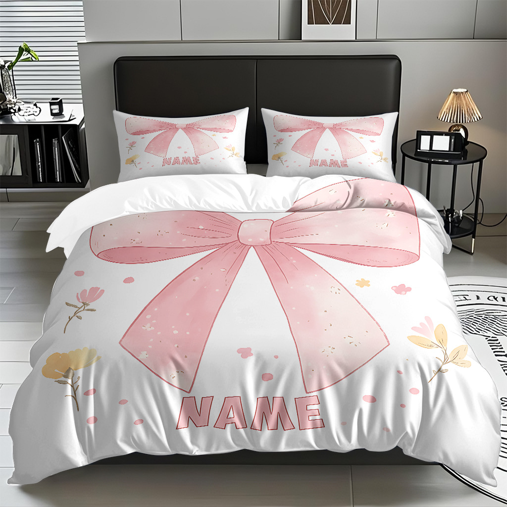 Ins Wind Pink Bow Digital Printed Colchón Set Pillow Cover Comercio electrónico transfronterizo preferido para adaptarse al modo JIT