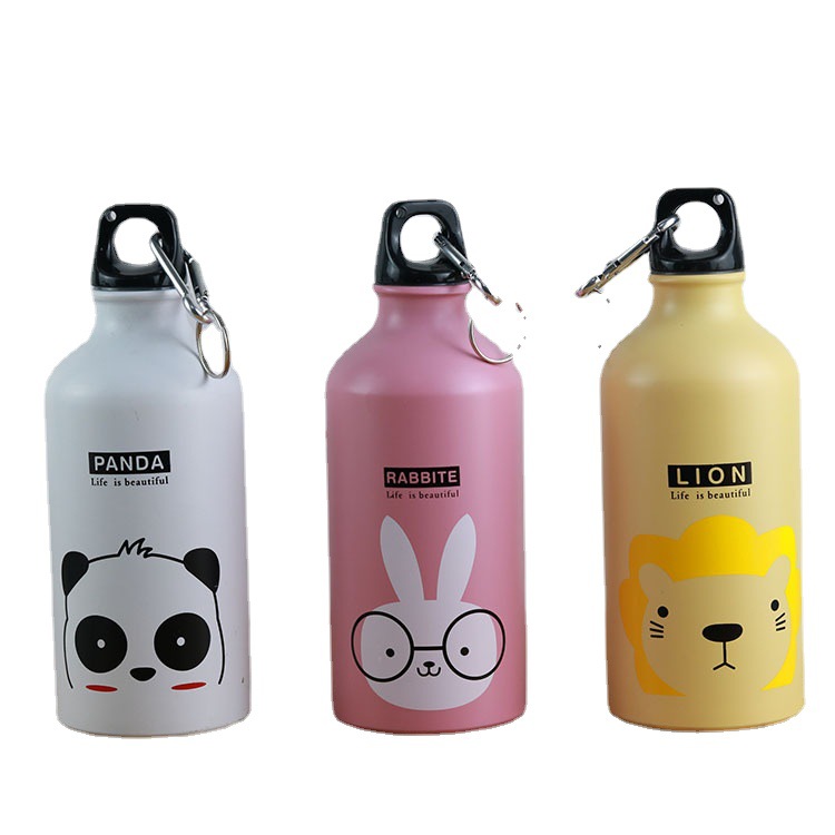 Botella de agua deportiva de aluminio, botella de agua para ciclismo al aire libre, taza de aluminio para regalo, taza publicitaria con diseño coreano de dibujos animados, botella infantil personalizable