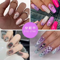 Ballet Nails Exploding Diamond Nail Art Pieces Sweet Hot Girl Ins Style Fake Nails Diamond Wear Nails Summer New Products