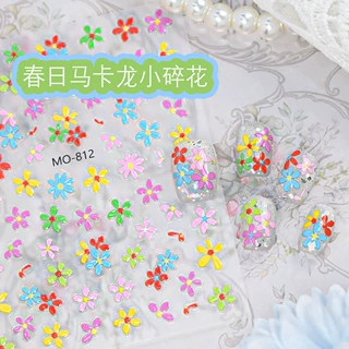 ins风立体马卡龙小碎花浮雕糖果色清新花朵手绘五瓣花穿戴指甲贴