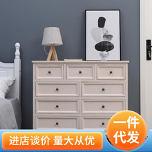 美式實木斗櫃卧室收納櫃簡約木色小戶型多層客廳多功能歐式五斗櫃