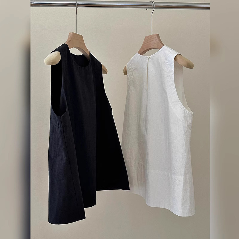 Design Sense Loose Slim-fit White Sleeveless Top Niche Chic Korean Style Elegant Vest Summer Women's Shirt Design Sense Loose Slim-fit White Sleeveless Top Niche Chic Korean Style Elegant Vest Summer Women's Shirt