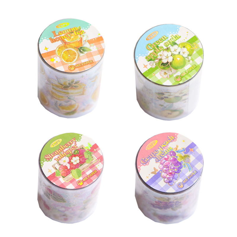 Mr. Paper cinta de un solo rollo facción romántica afrutada ilustración de frutas tema cuenta a mano bricolaje decoración material pegatinas