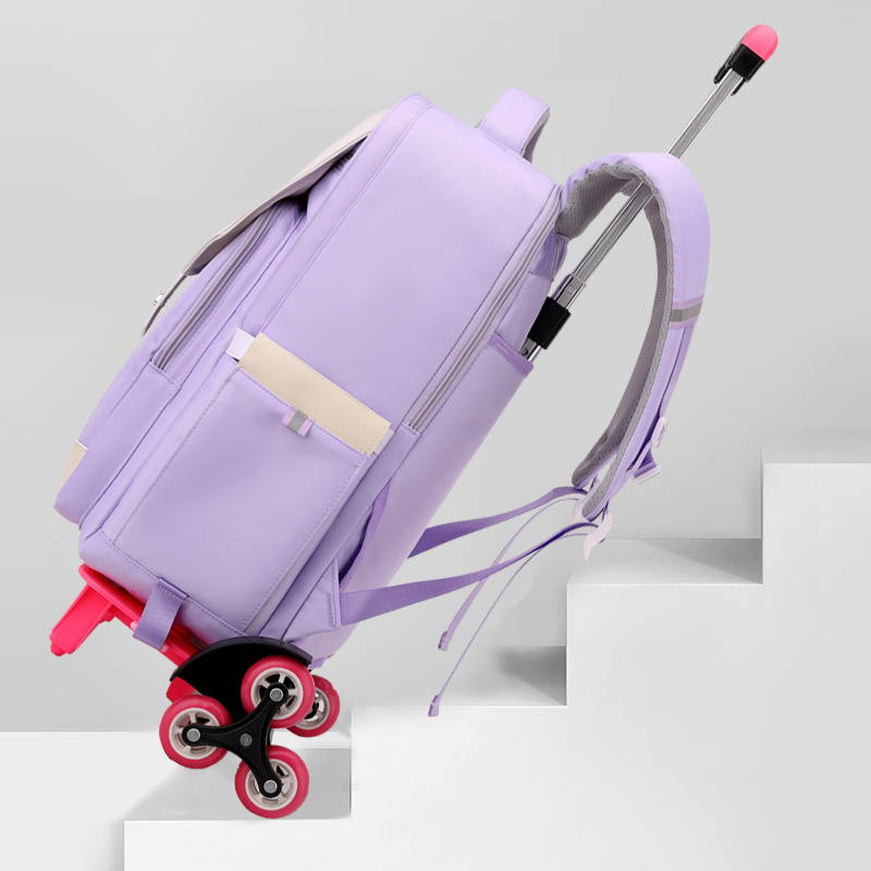 Peces naturales de alto valor de cara tirón mochila de seis ruedas escaleras al por mayor mochila de escolares escolares de secundaria