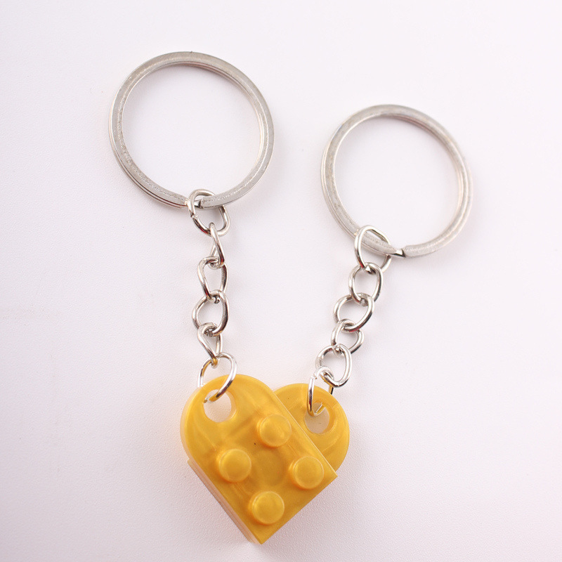 Dos en uno bloques de construcción de amor llavero pareja desmontable llavero amistad afecto en forma de corazón Qixi pequeño regalo