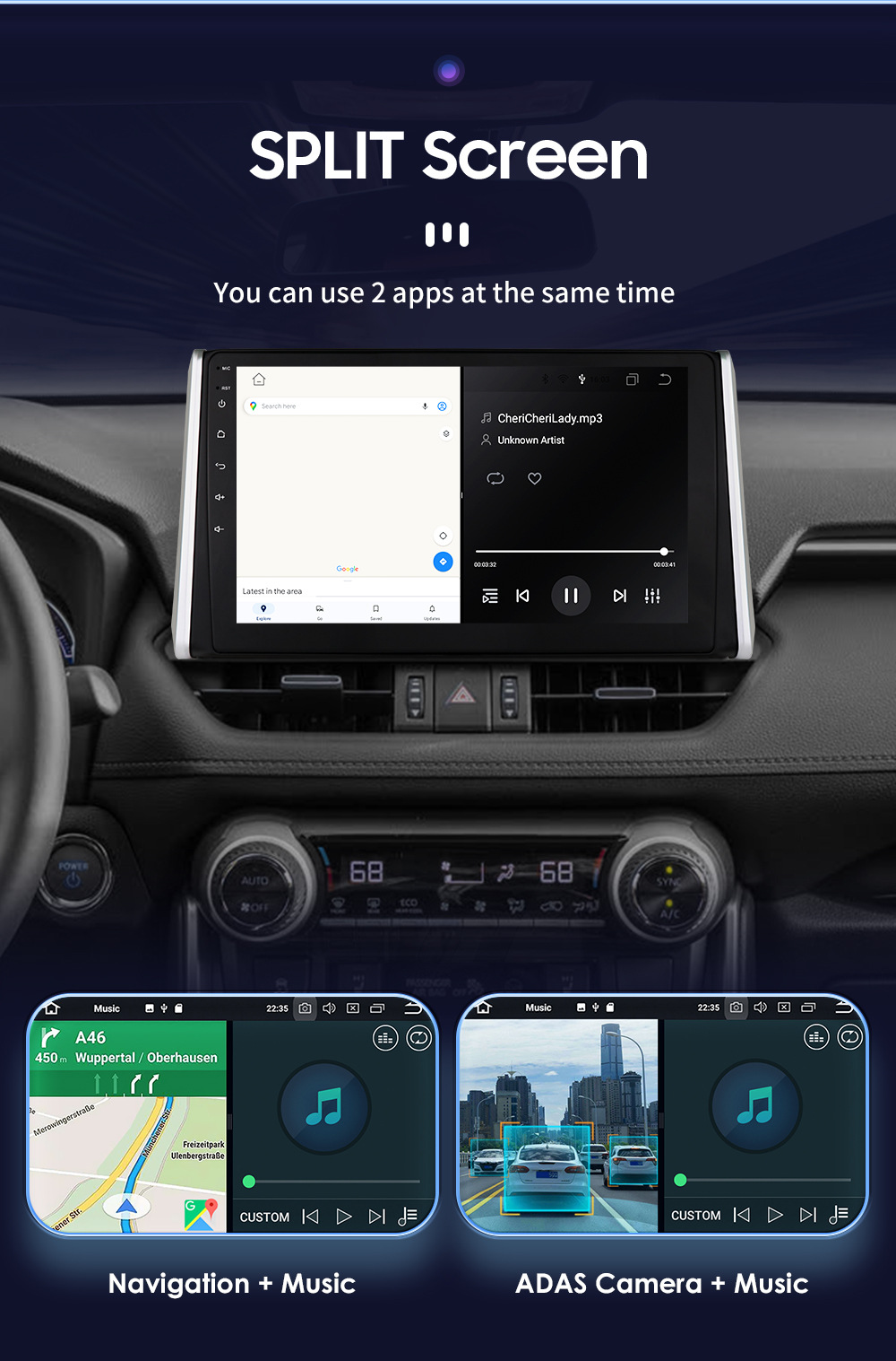 Suitable for 18-20 Toyota Rav4 Navigation Car All-In-One Wireless Carplay Smart Car Navigator