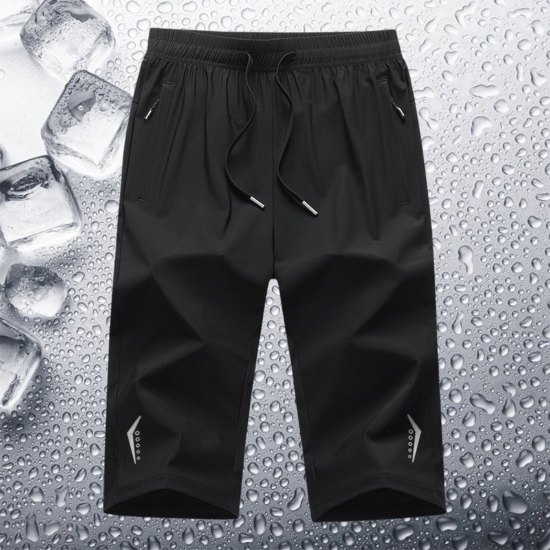 Sports Shorts Men's 2025 Summer New Men's Ice Silk Quick-drying Capri Pants Breathable Running Fitness Casual Pants