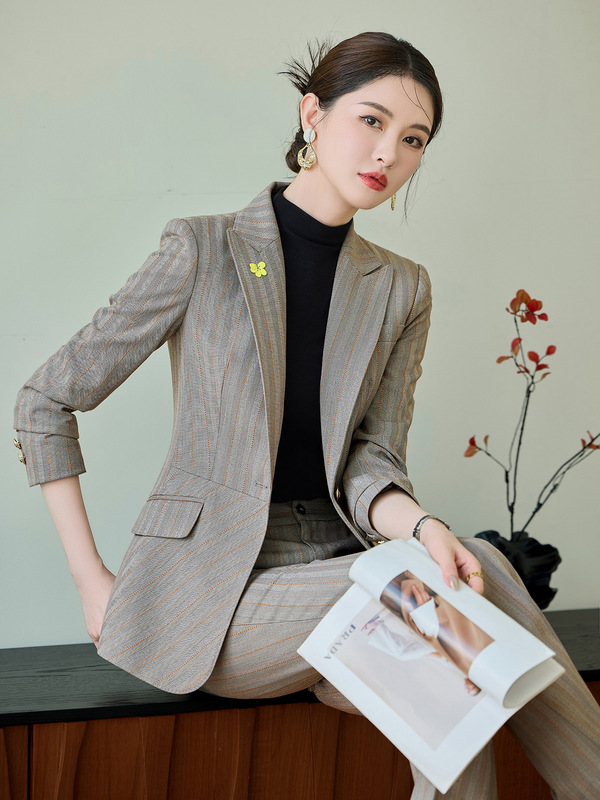 条纹人字斜气质名媛时尚套装冬季两件套穿搭女装一整套高级感2581|undefined