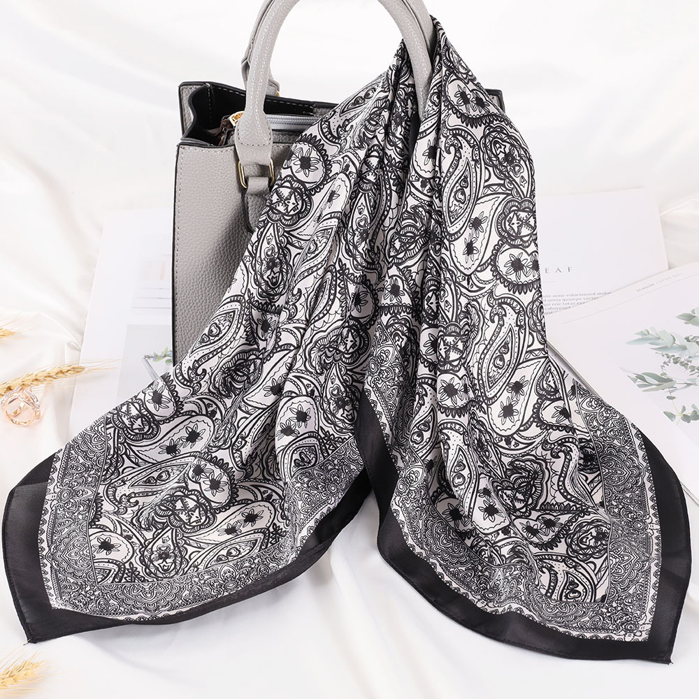 Elegant, Streetwear Style Women's Elegant Streetwear Color Block Stripe Satin Silk Scarf