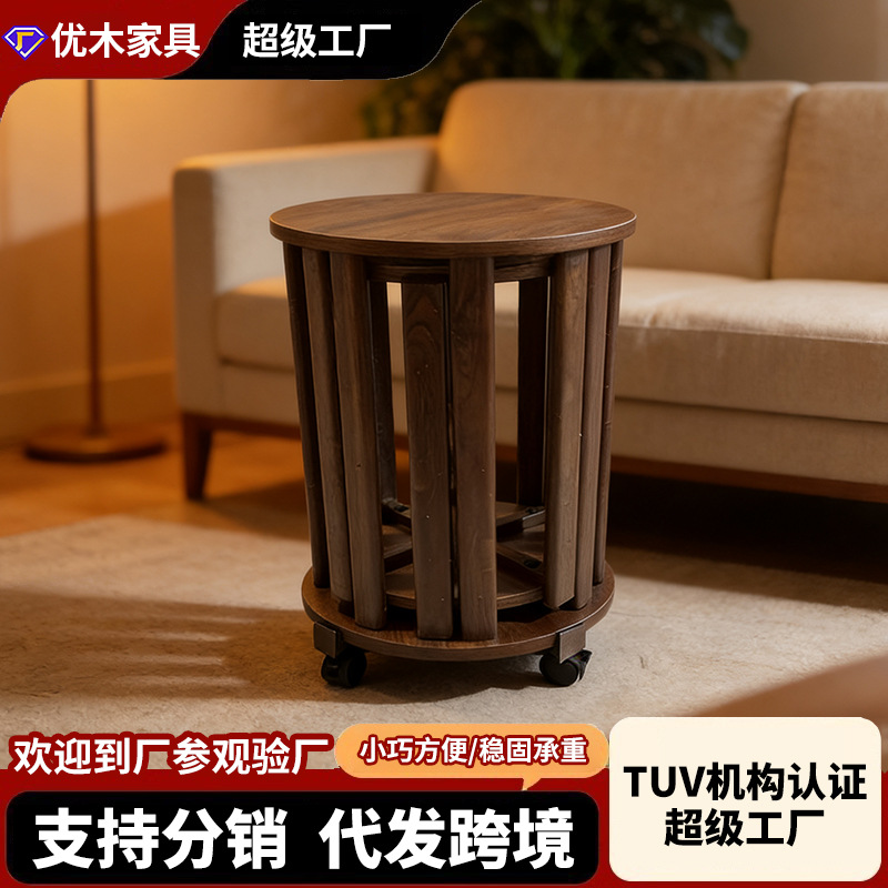 Customized Stools for Home Use, Stackable with Pulleys, Jenga Combination Round Stools, Living Room Dining Table Stools, Storage Benches, Wooden Stools