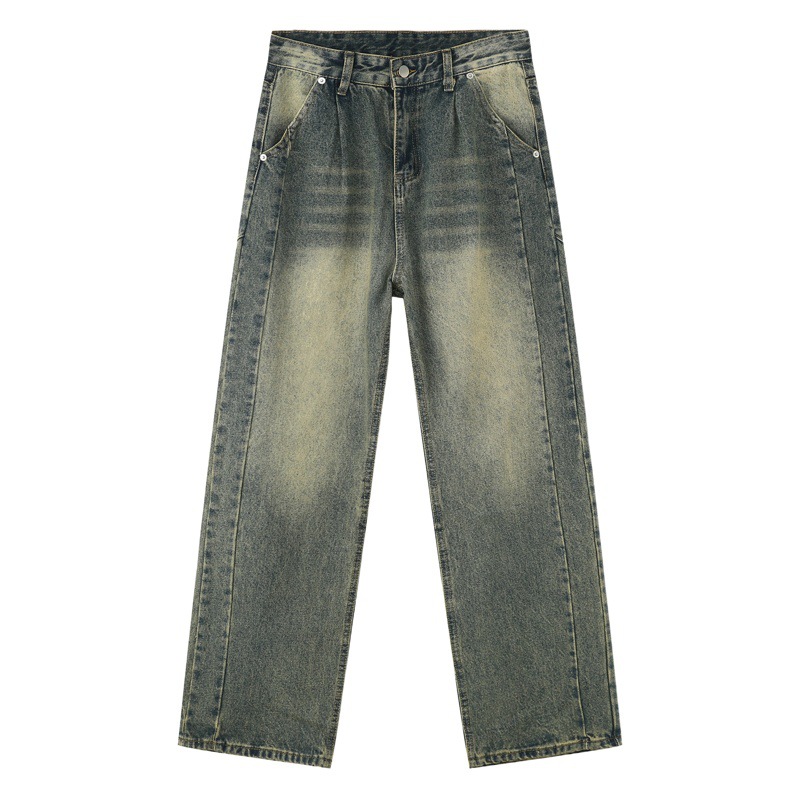 Mtlclothes ropa de Hombre | 2023 otoño americano nicho vintage washed High Street drapeado jeans Loose moda