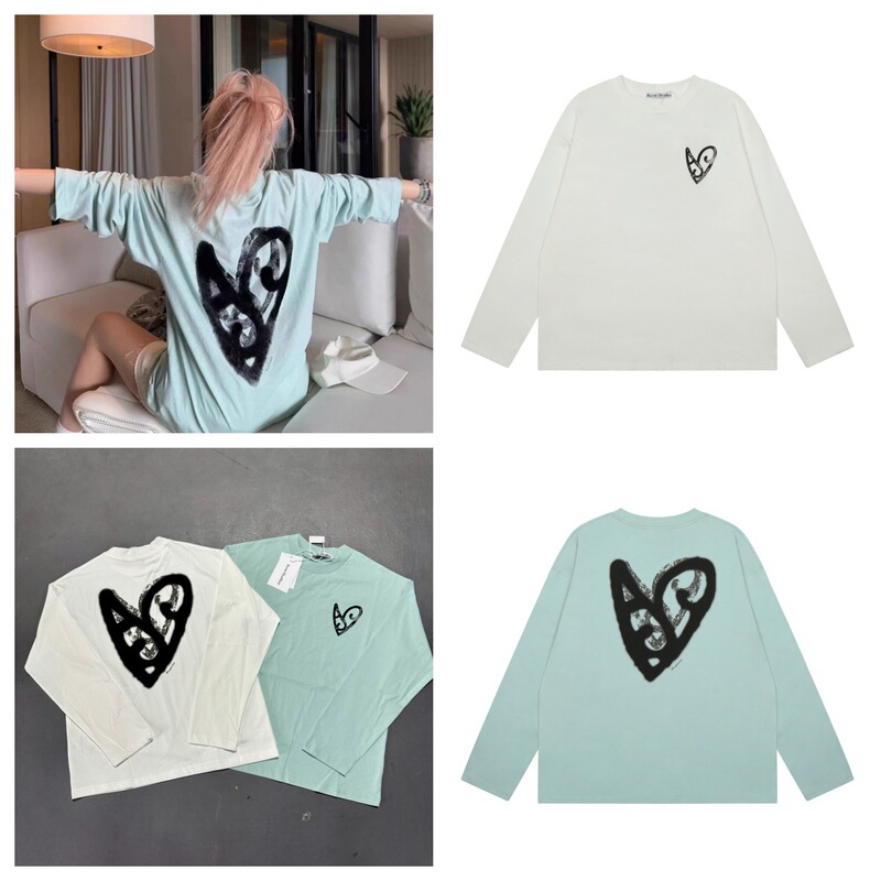 Ac Spot Hot Same Style Simple Hand-Painted Graffiti Smiley Face Long-Sleeved Loose Sports Casual Versatile Male and Female Couple Summer