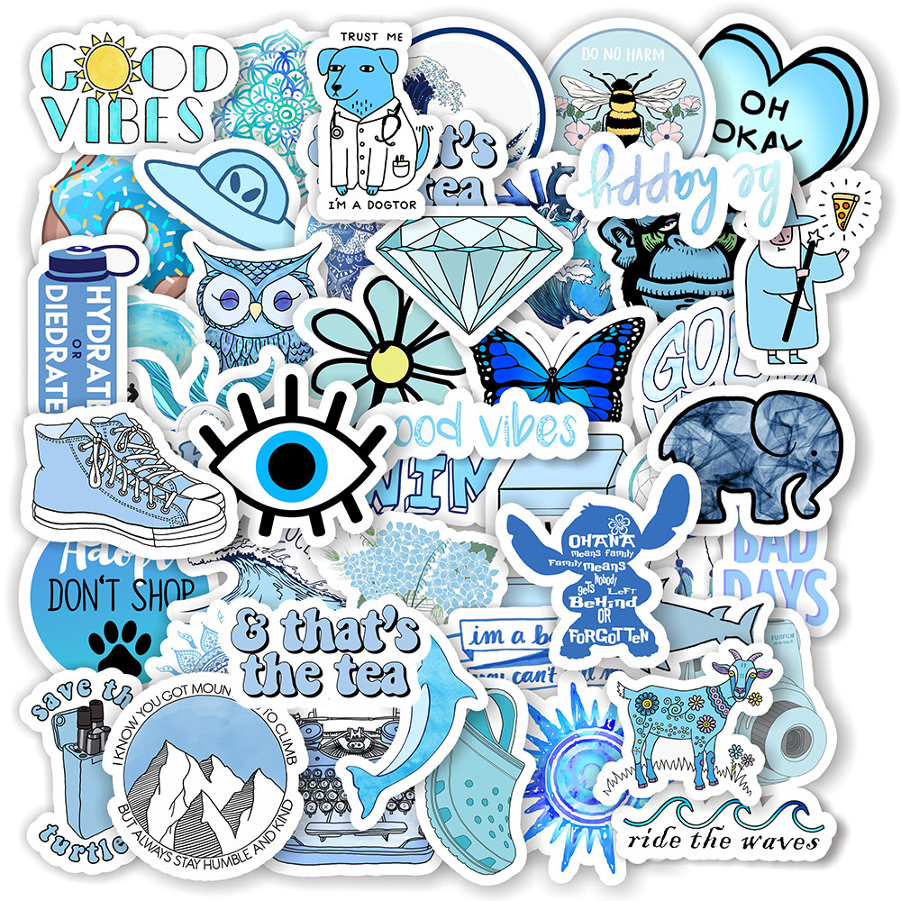 50 pieces of cartoon blue dopamine fresh handbook DIY creative…
