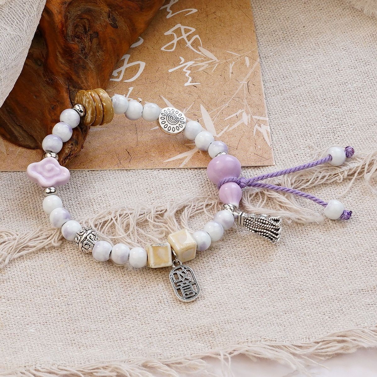 Jingdezhen pulsera de cerámica de verano mujer alta sensación galletas serie de gatos nicho diseño universal pulsera alta sensación