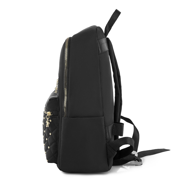 2023 nueva mochila de tela Oxford para mujer coreana, bordado de rombos de moda, mochila para computadora de gran capacidad, bolso para estudiantes