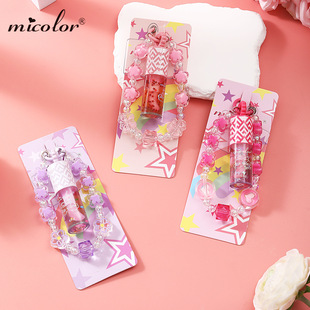MICOLOR cross-border foreign trade Europe and the United States ins beaded mobile phone chain sequin lip oil temperature change water light mirror
