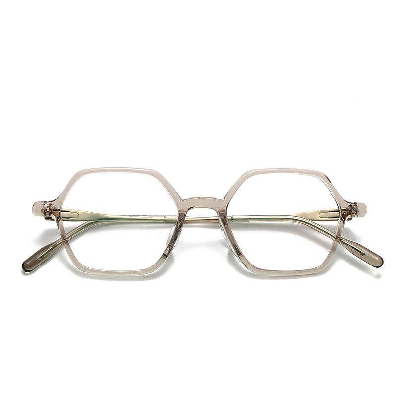 Gafas de madera STUDIOMUKU con temperamento de hermano mayor, placa poligonal, marco de gafas de titanio puro, marco retro