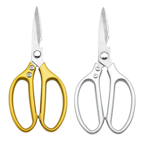Household kitchen scissors stainless steel Japanese style SK4 plastic handle multi-functional powerful shears duck fish chicken bone scissors barbecue scissors